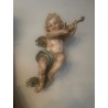 Antiker Putten-Engel mit Musikinstrument – dekorative Wandfigur im Barockstil
