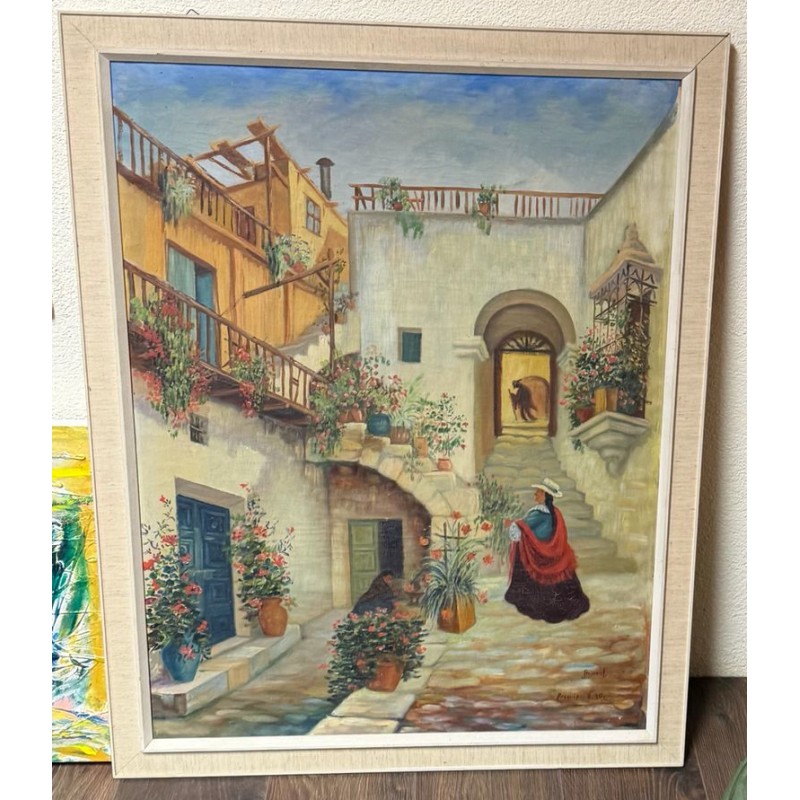 Gerahmtes Gemälde „Altstadt von Alicante“ – mediterranes Stadtmotiv mit spanischem Flair