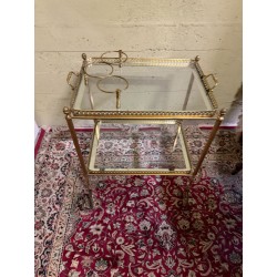 Antiker Barwagen aus Messing – eleganter Servierwagen mit Glasablagen & stilvoller Vintage-Optik