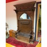 Antike Garderobe aus Holz – imposantes Einzelstück mit Spiegel, Sitzbank & kunstvollen Verzierungen