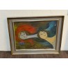 Gemälde im Picasso-Stil – expressives Kunstwerk mit Figurenmotiv im klassischen Rahmen